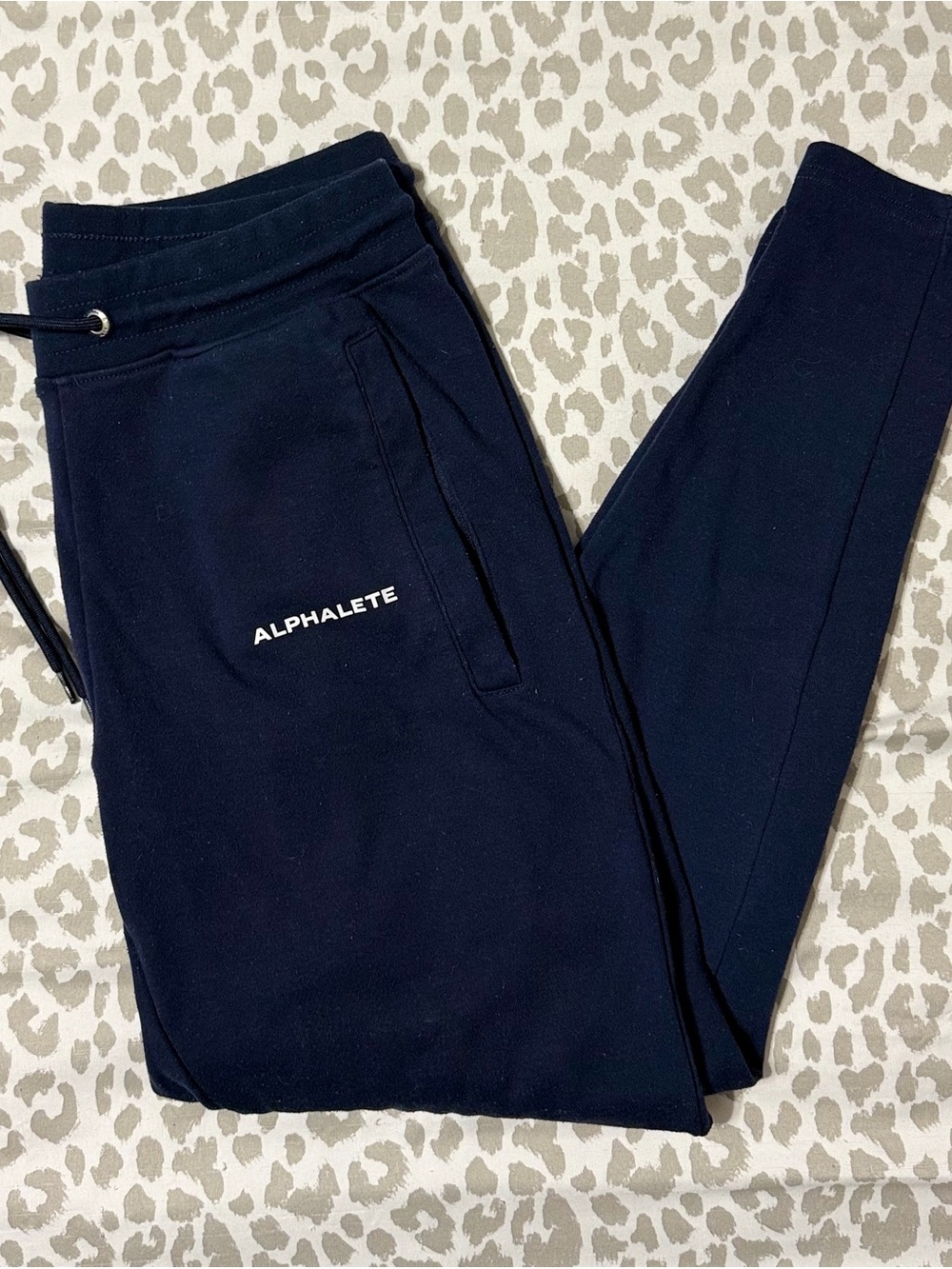 Alphalete Navy Jogger Sweatpants with White Logo
